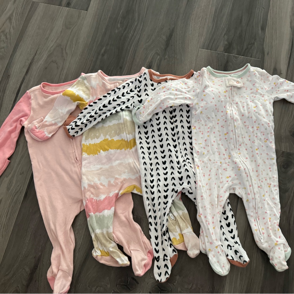 Cloud Island Kids One Pieces Footies - Pink, Multicolor, Black and White, Floral